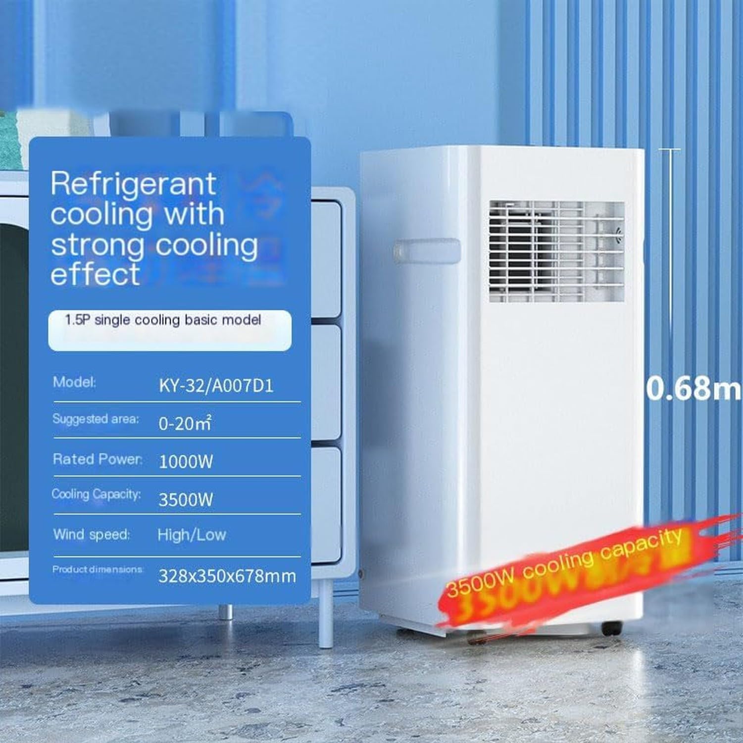 Tragbare Klimaanlage 12000 BTU, Energieeffizienter Luftkühler, Leise Betrieb mit Display, Externes Abluftrohr, Raumentfeuchter, 24-Stunden Timer für Zimmer bis, 12000 BTU, 12000 BTU