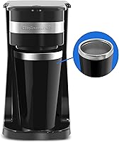 Elite Gourmet EHC111A Single Serve Coffee Maker with 14oz Stainless Steel Travel Mug - Compact, Reusable Filter, Black