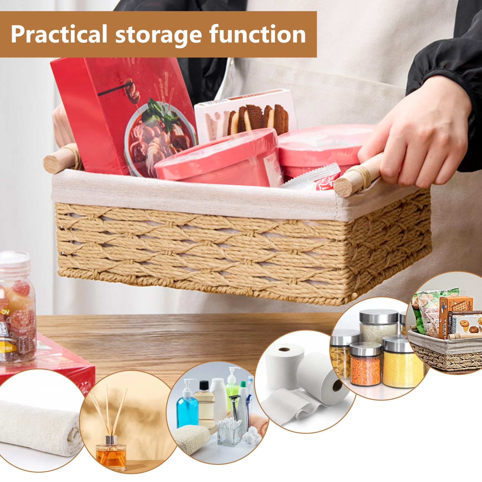 Lot De 2 Corbeilles De Rangement Rectangulaires En Jonc De Mer Avec