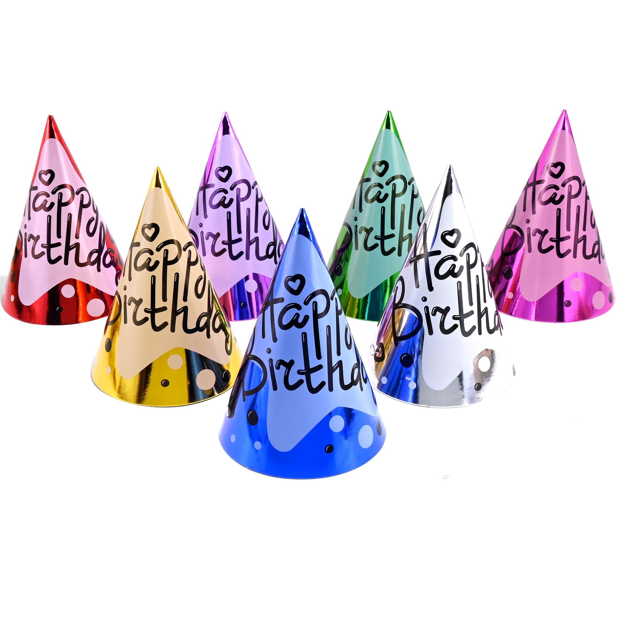 CANREVEL 14 PCS Happy Birthday Party Hats for Kids and Adults, Party Headwear Supplies for Birthday Party Decorations, Cone Hats in 7 Designs for Girls Boys Women Men
