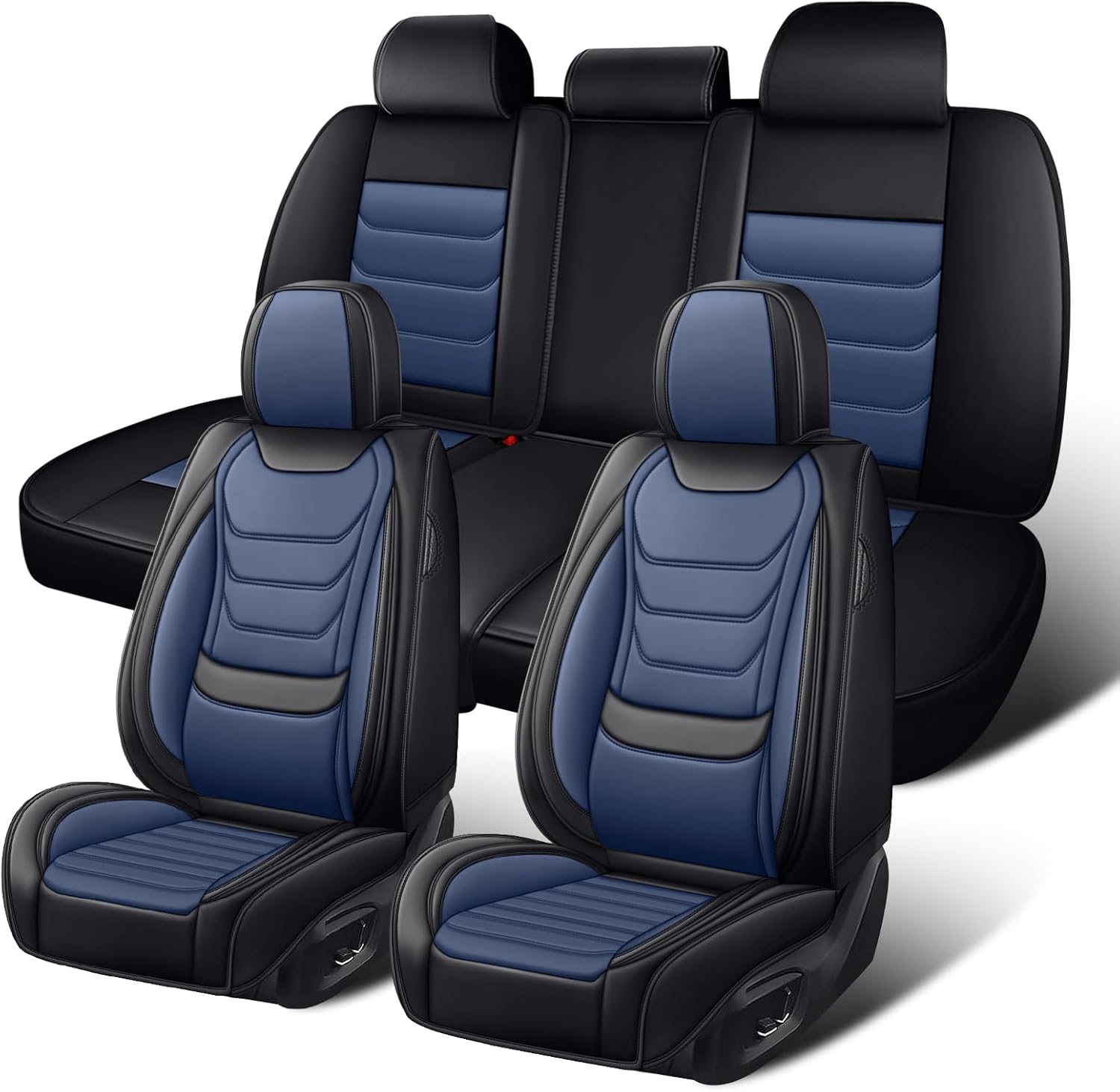 Fit for Hyundai Santa Cruz 2022-2026 Custom Seat Covers, PU Leather Car Seat Covers, Full Coverage Protection, Thick Cushioning Seat Protectors(Standard Full Set/Black Blue)
