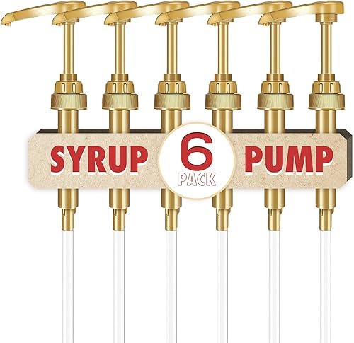 Dispensador de bomba de jarabe de café, paquete de 6 bombas de jarabe delgadas para botella de jarabe de 25.4 onzas, bombas doradas para botella de disponible en Yaxa Colombia