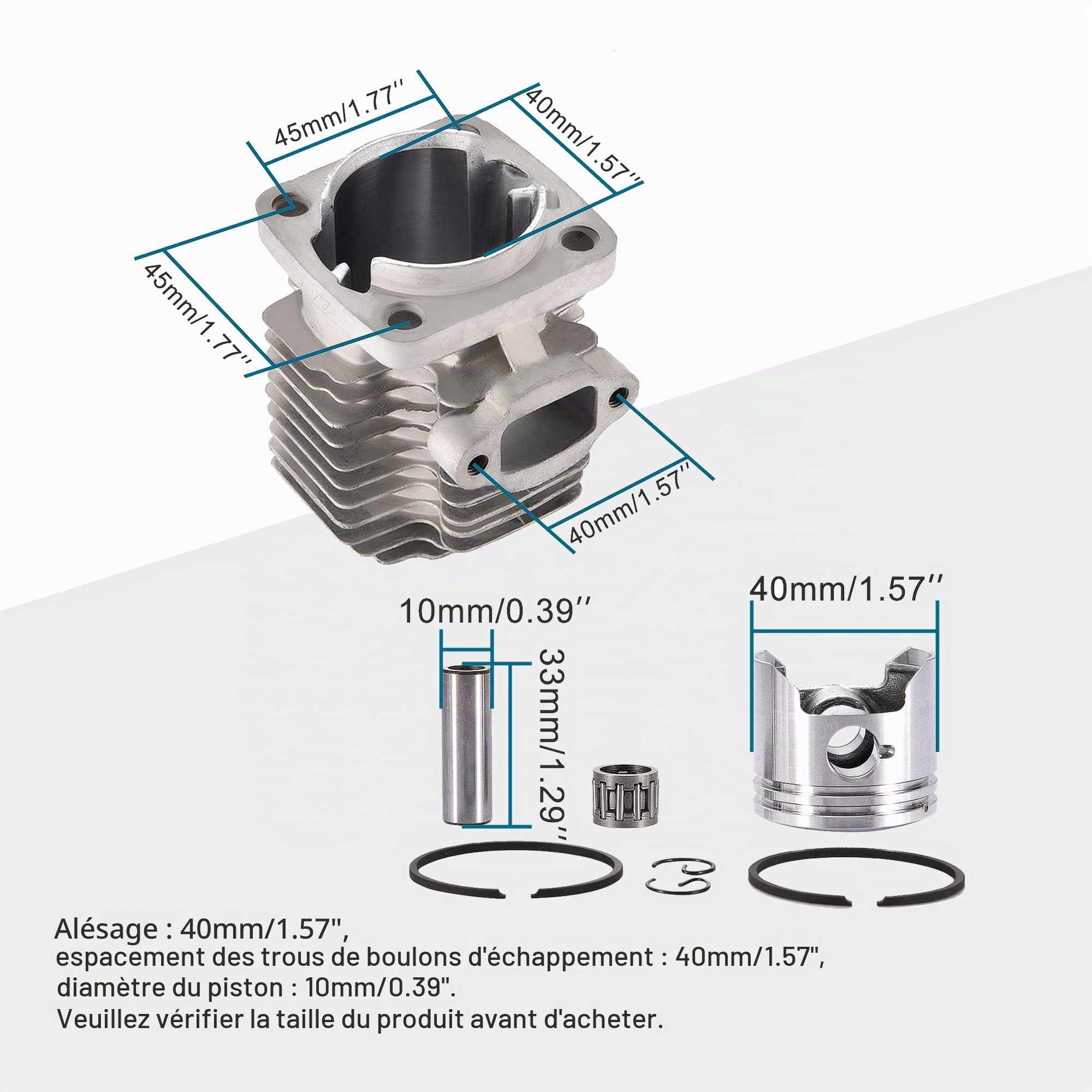GOOFIT 40mm 40-6 Kit De Bague De Piston De Tête De Cylindre Remplacement pour 47cc 49cc 2 Stroke Engine Mini Dirt Bike ATV Quad Pocket Bike