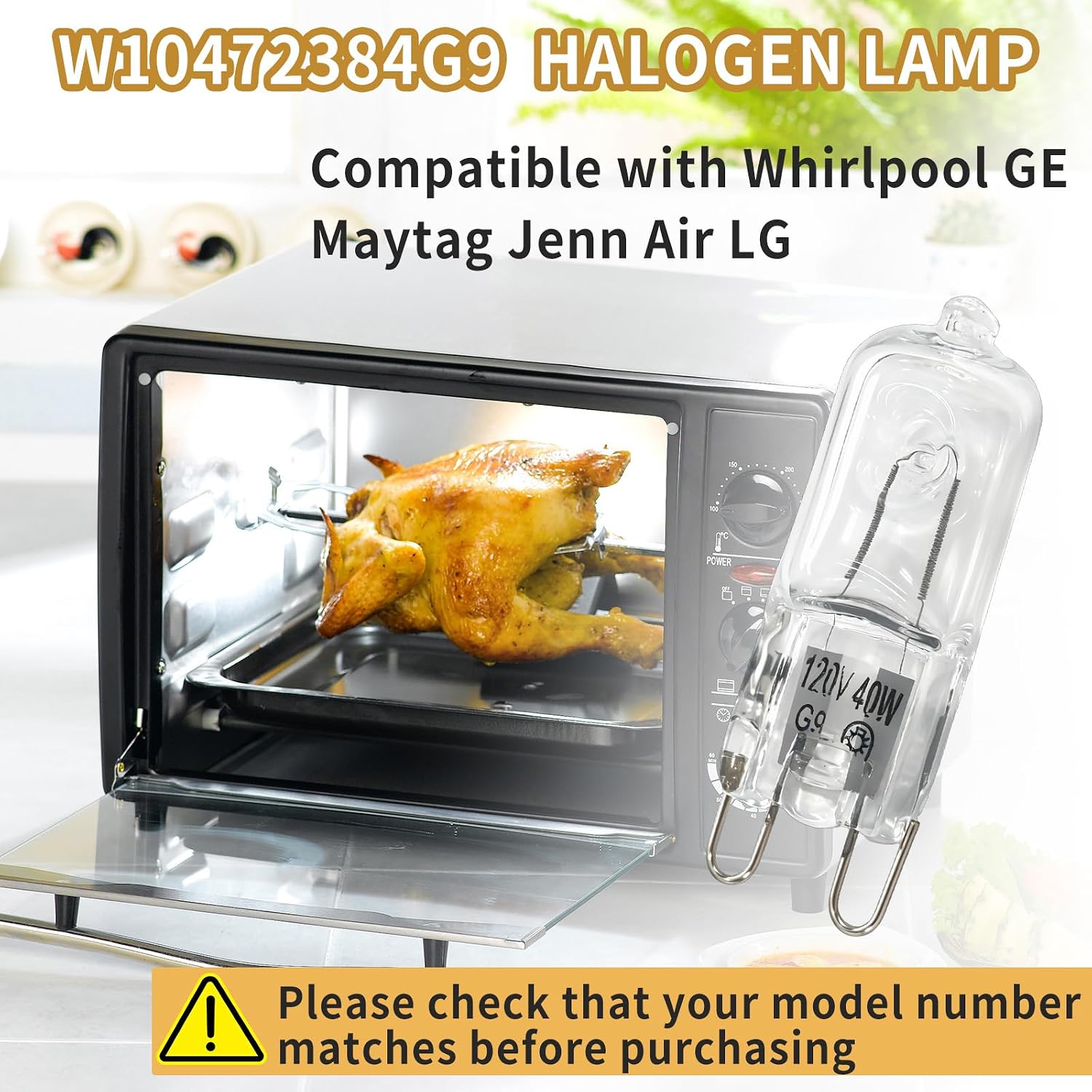 WPW10472384 Microwave Wall Oven Light Bulb G9 40W for Whirlpool KitchenAid