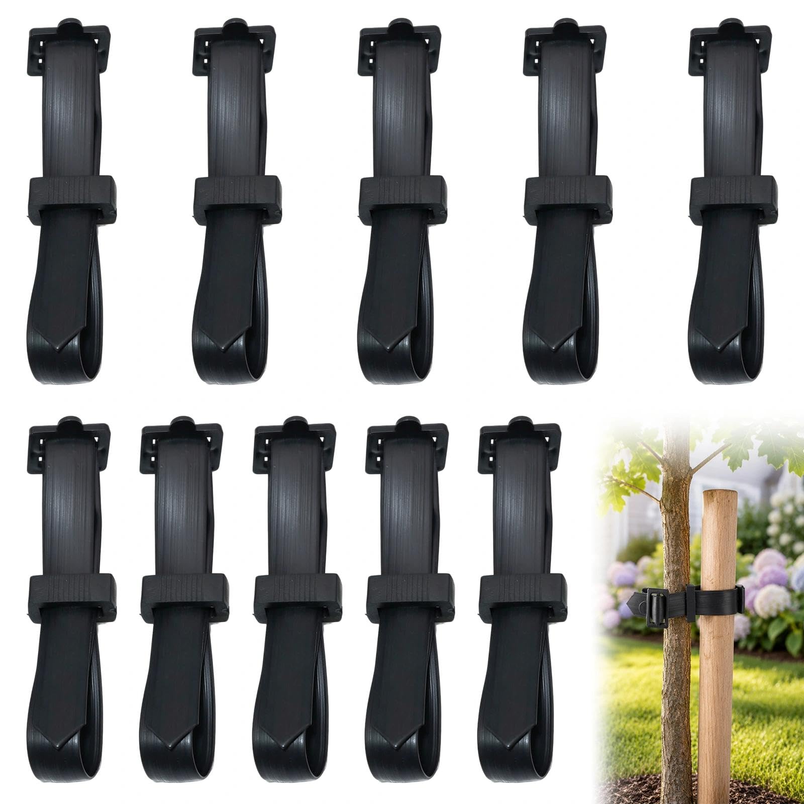 10 Pcs Ties Tree Ties Rubber Straps, Adjustable Tree Straps for Staking