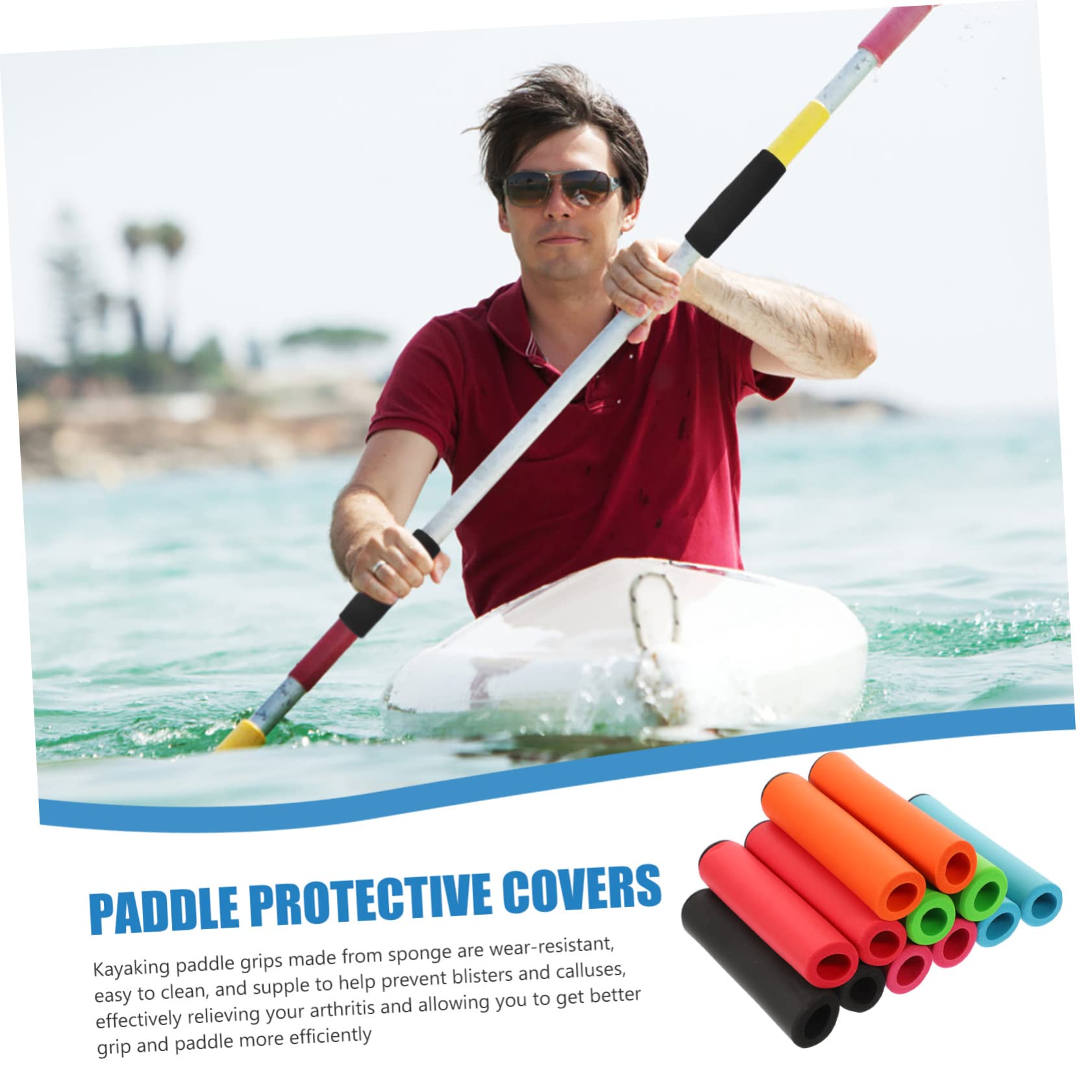 balacoo 2sets Professional Kayak Paddle Comfort Grips Non-Slip Paddle Handle Sleeve for Boating Canoeing 12pcs*2