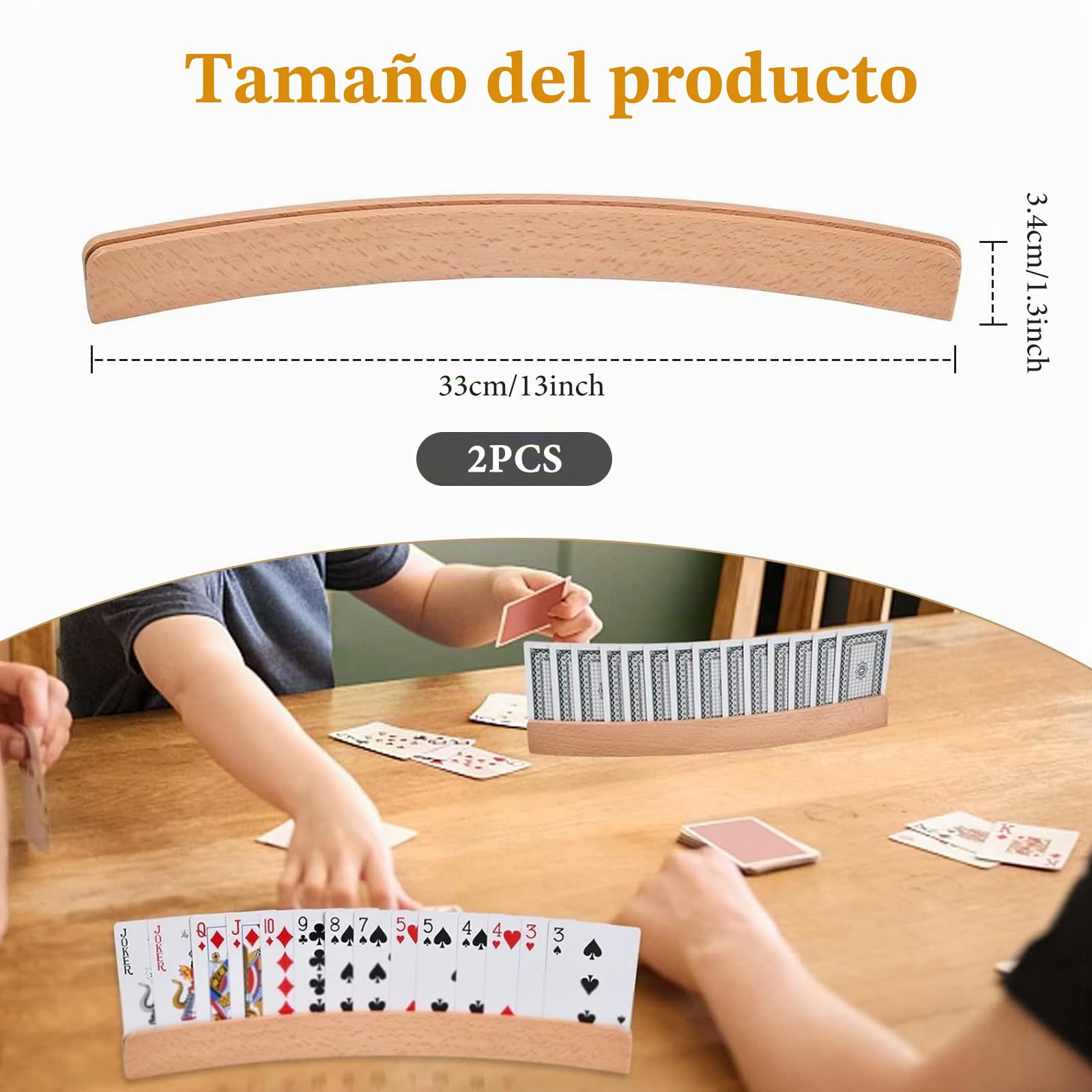 Soporte Para Naipes De Madera Con Ranura | 2 Unidades De 33 Cm Que Sujetan 20 Cartas Para Jugar Sin Manos