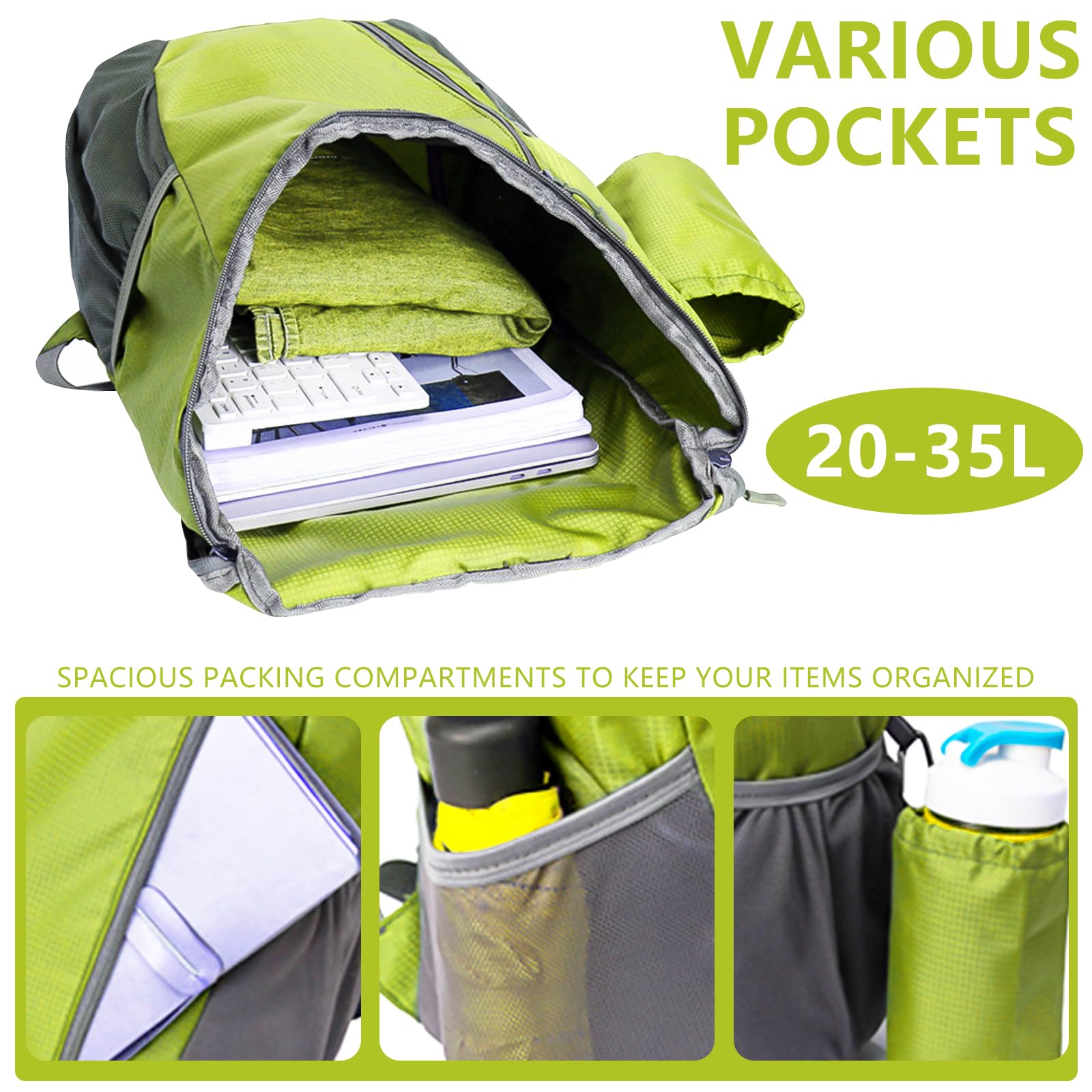 Yoolly Lightweight Foldable Backpack, Small Hiking Rucksack - Image 4