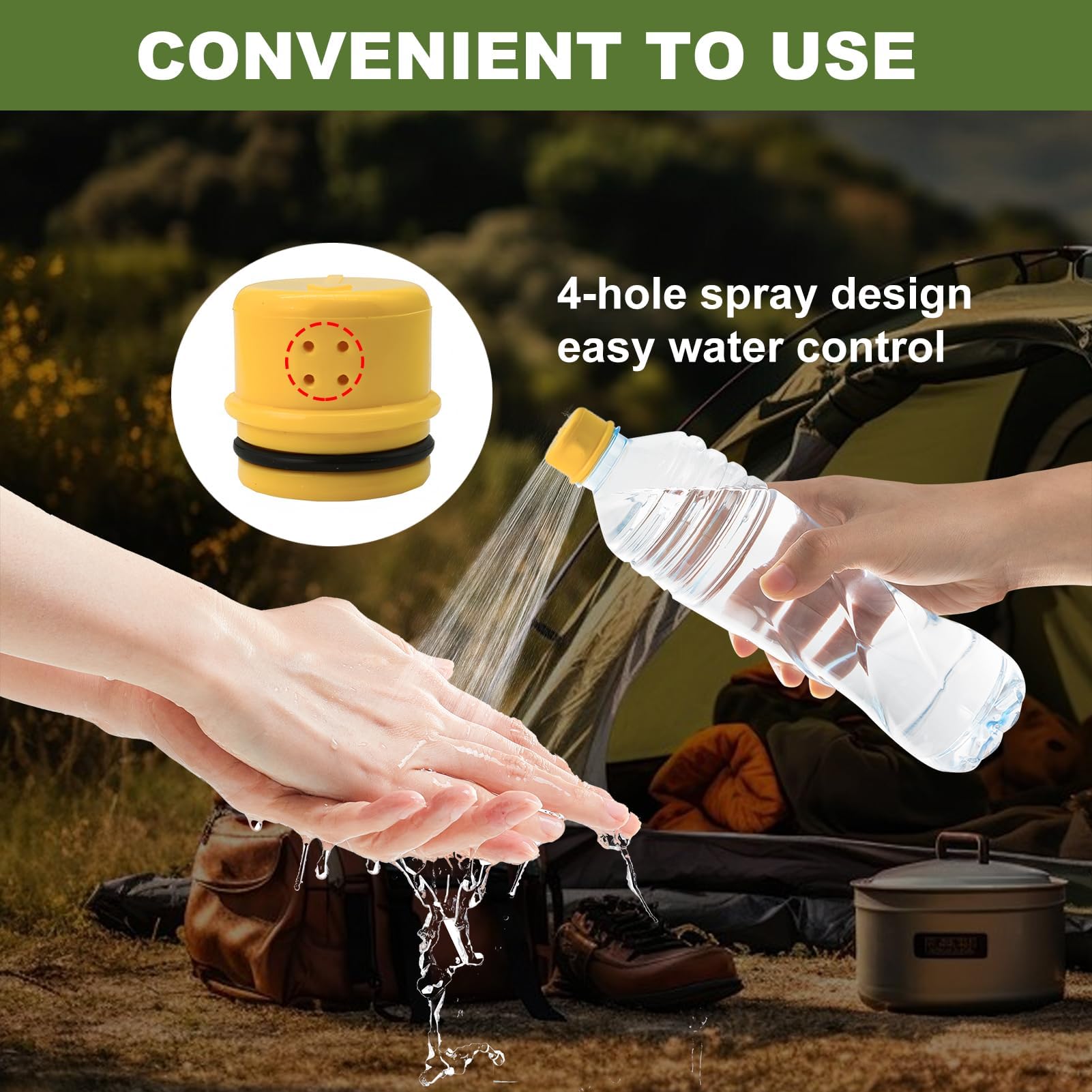 2Pcs Ultralight Portable Bidet for Travel Camping Hiking Universal Water Bottle Bidet Kit Reusable with 4 Holes Spraying — view 6