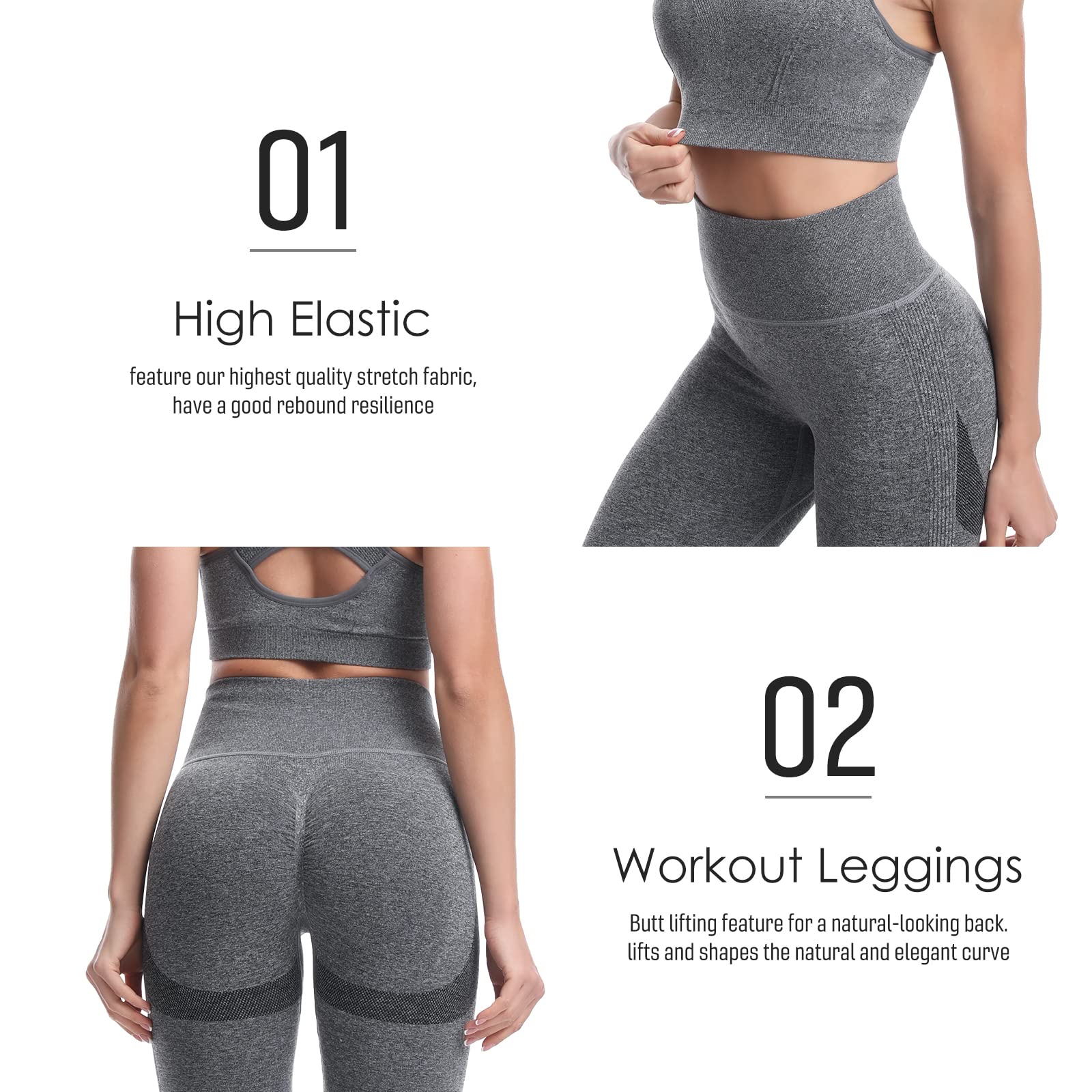 JOJOANS Tuta da donna, 2 pezzi, senza cuciture, per yoga, jogging, per il tempo libero