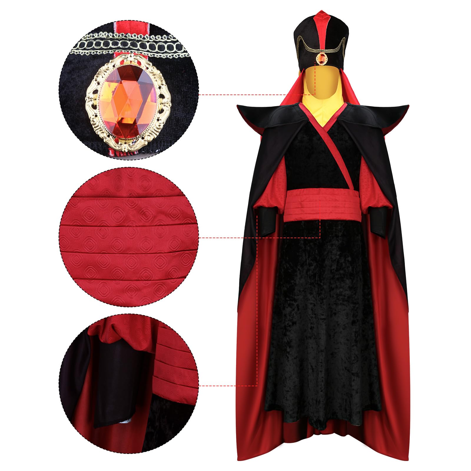Adulto Cosplay Disfraz de Villano Árabe Túnica Capa Turbante Accesorios para Hombres Halloween Carnaval Fiesta Traje