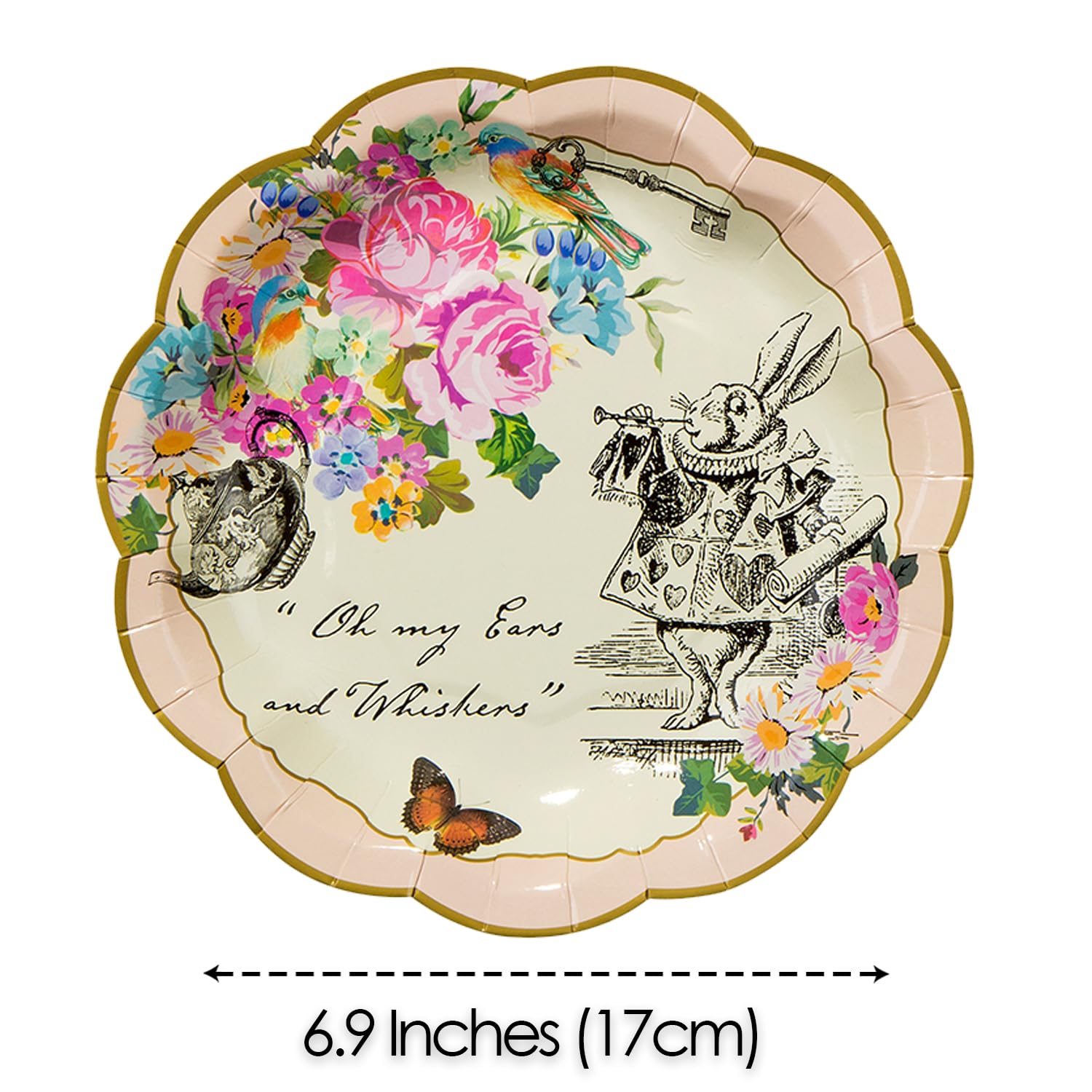 Talking Tables Opakowanie 12 sztuk (17 cm) Jednorazowe papierowe talerze z motywem Alicji w Krainie Czarów Mad Hatter artykuły do herbaty | przyjęcie urodzinowe baby shower dekoracje uroczystość