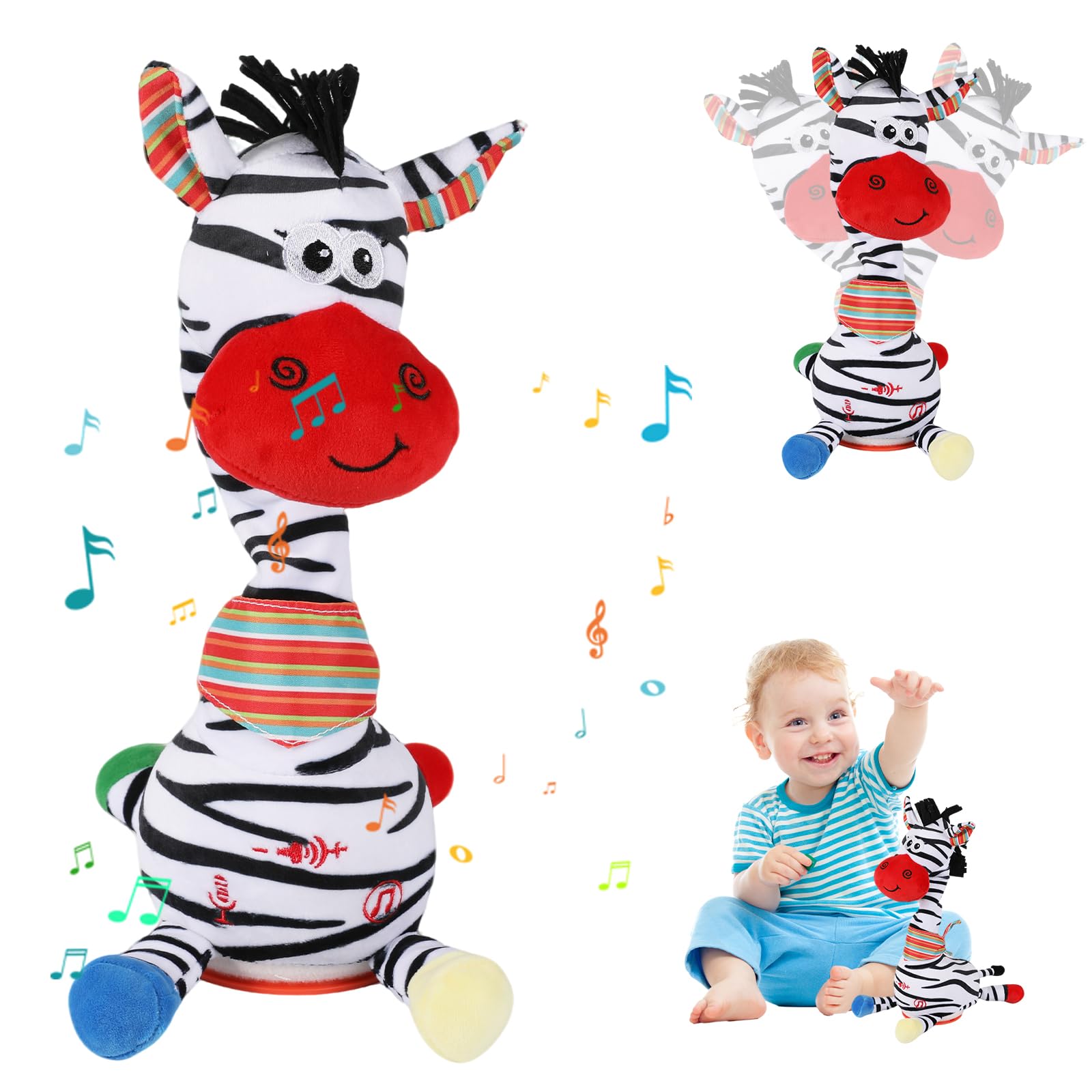 OEHUG Singing Dancing Zebra Baby Toys Gifts, Interactive, Plush Toy