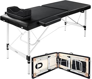 Masajeo Lash Bed for Eyelash Extensions Portable Lash Extension Bed Massage Table with Eyelash Pillow Salon Table Spa Table Spa Bed Height Adjustable Waterproof Easy Set up Aluminum Frame Black