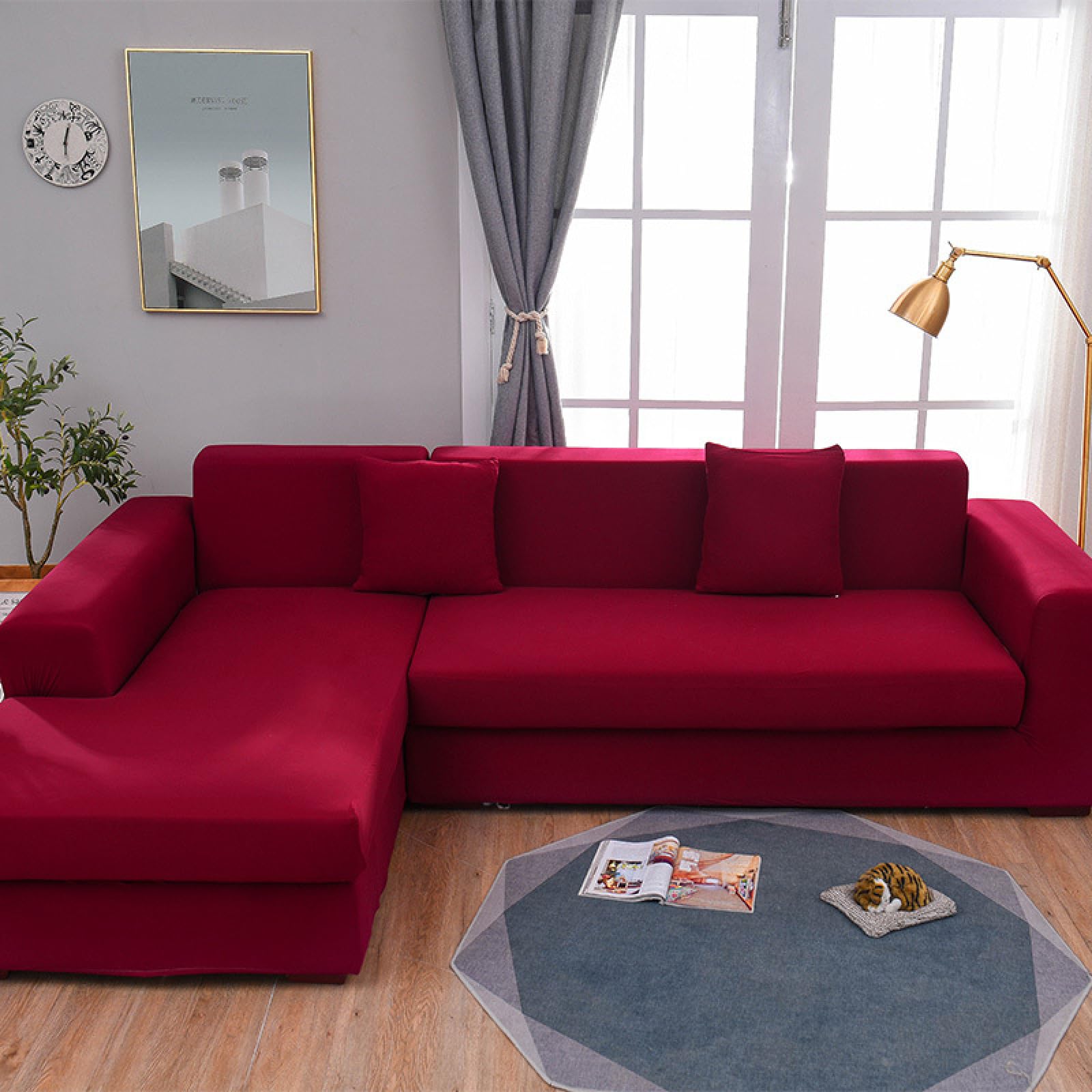 Housse de canapé universelle élastique rouge pour enfants