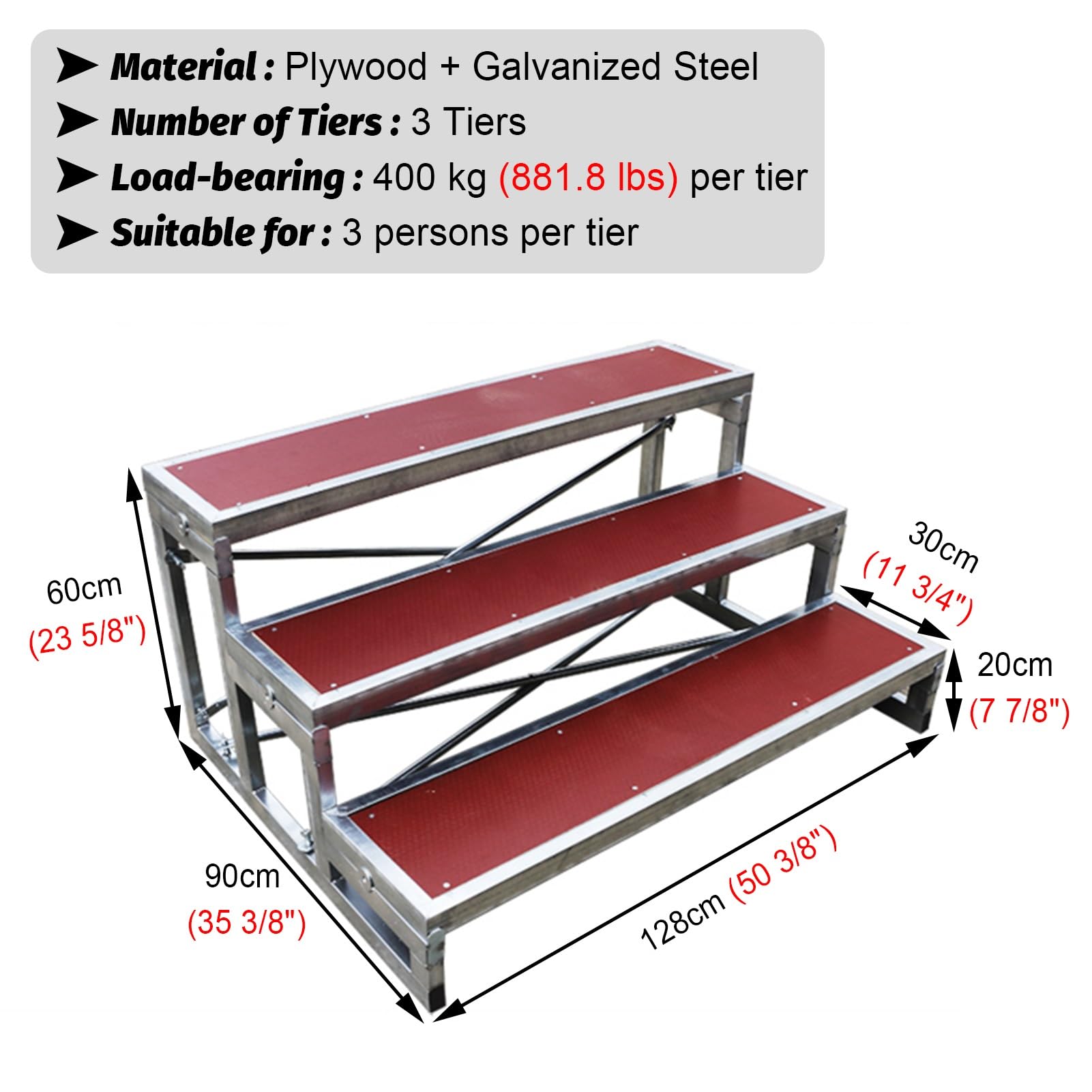 Plataforma escénica, tarima de Coro de 3 Niveles para actuaciones, escalones corales escalonados y podio para premios, Plataforma Robusta para escuelas y Eventos, Ideal para discursos y espe