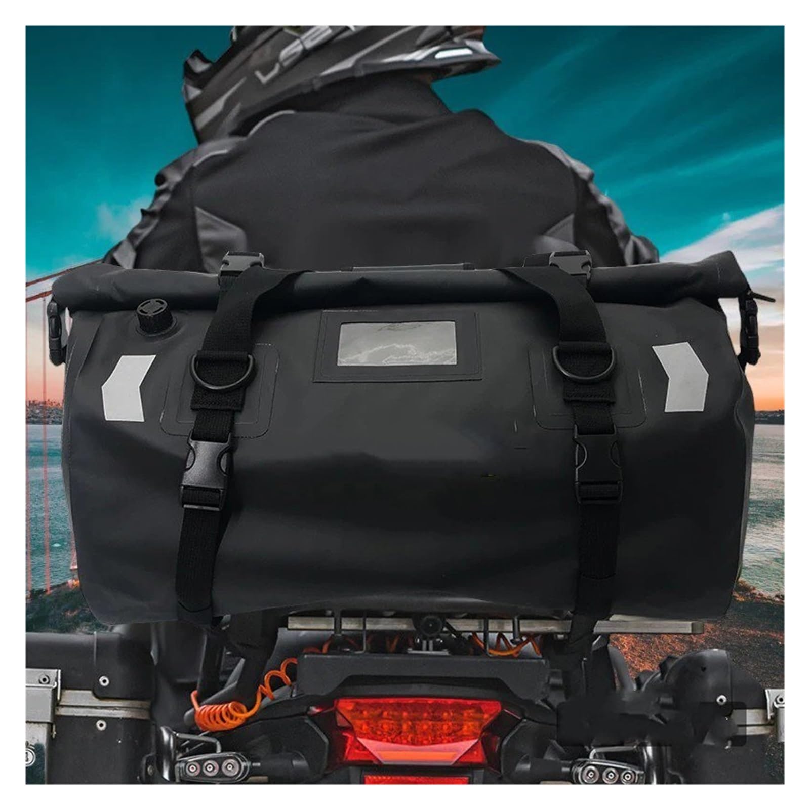 Borsa Moto Borse Posteriori Impermeabili Moto Universali 40L 66L Casco Durevole Borsa Sedile Posteriore Capacità Guida Motocross Selle Moto Bagagli(40L-Black)