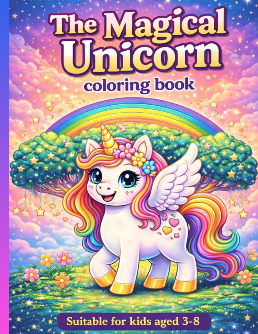 The Magical Unicorn Coloring Book for Kids Ages 3–8: Cute, Easy & Fun Unicorn Coloring Pages with Rainbows, Candy, and Magical Friends