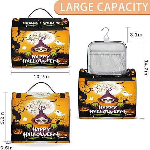 Miniatura 3 de Classic Halloween Style Toiletry Bag for Women Travel Makeup Organizer with Hanging Hook Traveling Cosmetic Bags for Toiletries Accessories
