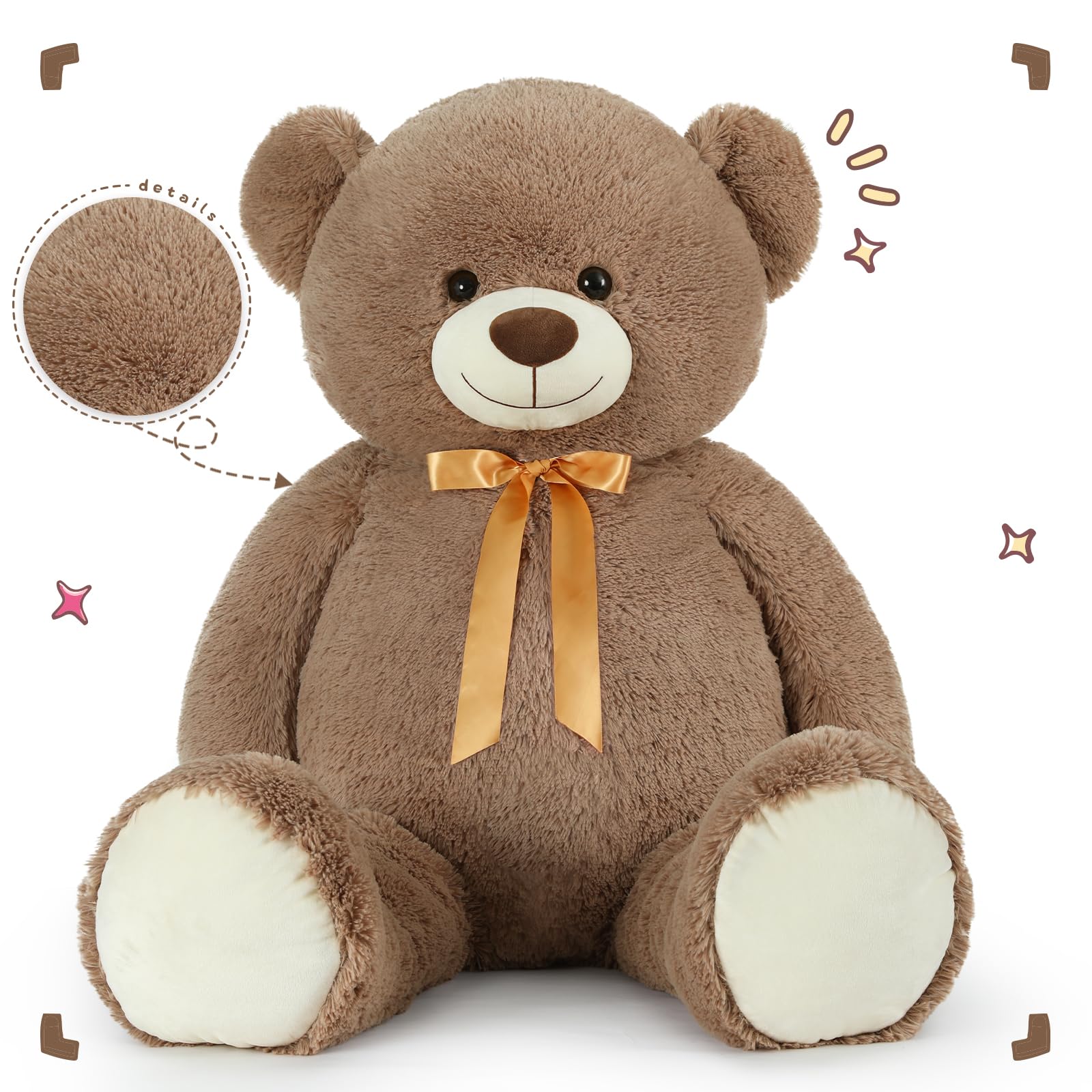 MorisMos 150 cm Giant Teddy, Dark Brown Large Teddy Bear, XXL, Soft Cuddly Bear XXXL, Gifts for Girls, Girlfriend
