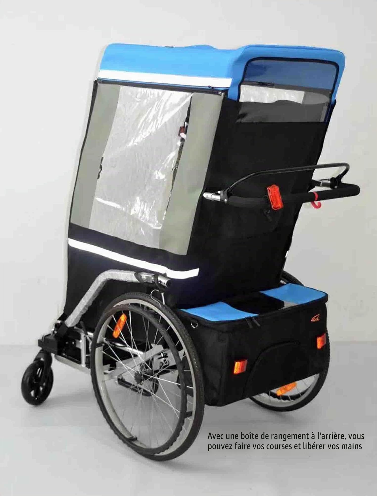 Remorque de vélo Adulte Fauteuil Roulant Vélo en Alliage D'aluminium Remorque Arrière Absorption des Chocs Tracteur Confortable Chariot Multifonctionnel (Blue)