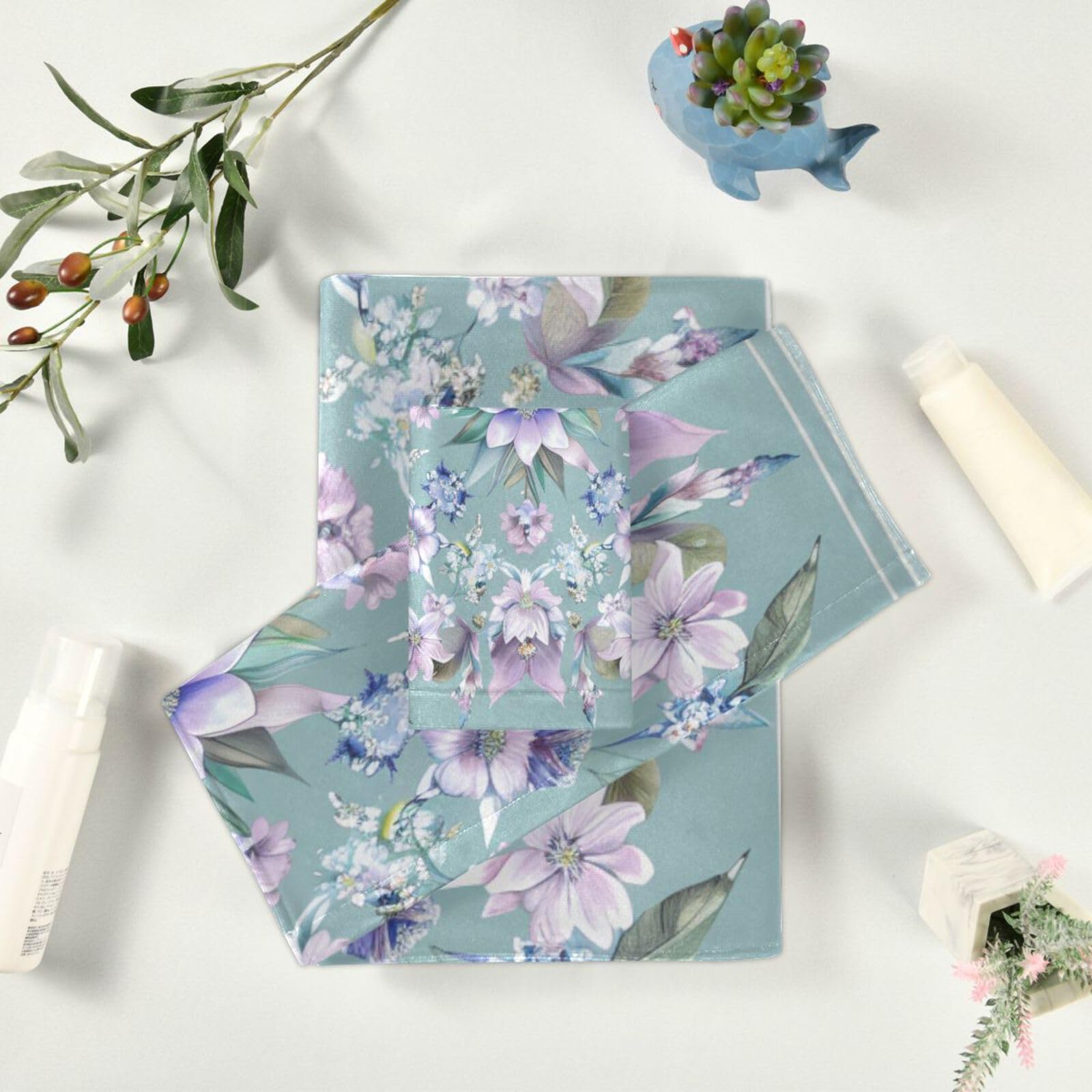 Foget Me Not Flower - Set di 3 asciugamani per il viso ad asciugatura rapida, 1 asciugamano da bagno, 1 asciugamano per le mani, 1 panno per yoga, bagno e cucina