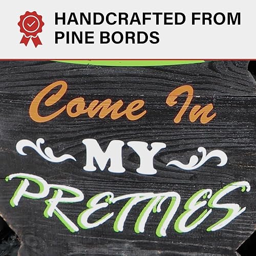 Miniatura 6 de Haunted Hill Farm 24 pulgadas Come in My Pretties Witch's Cauldron - Divertida estaca de madera para decoración de Halloween