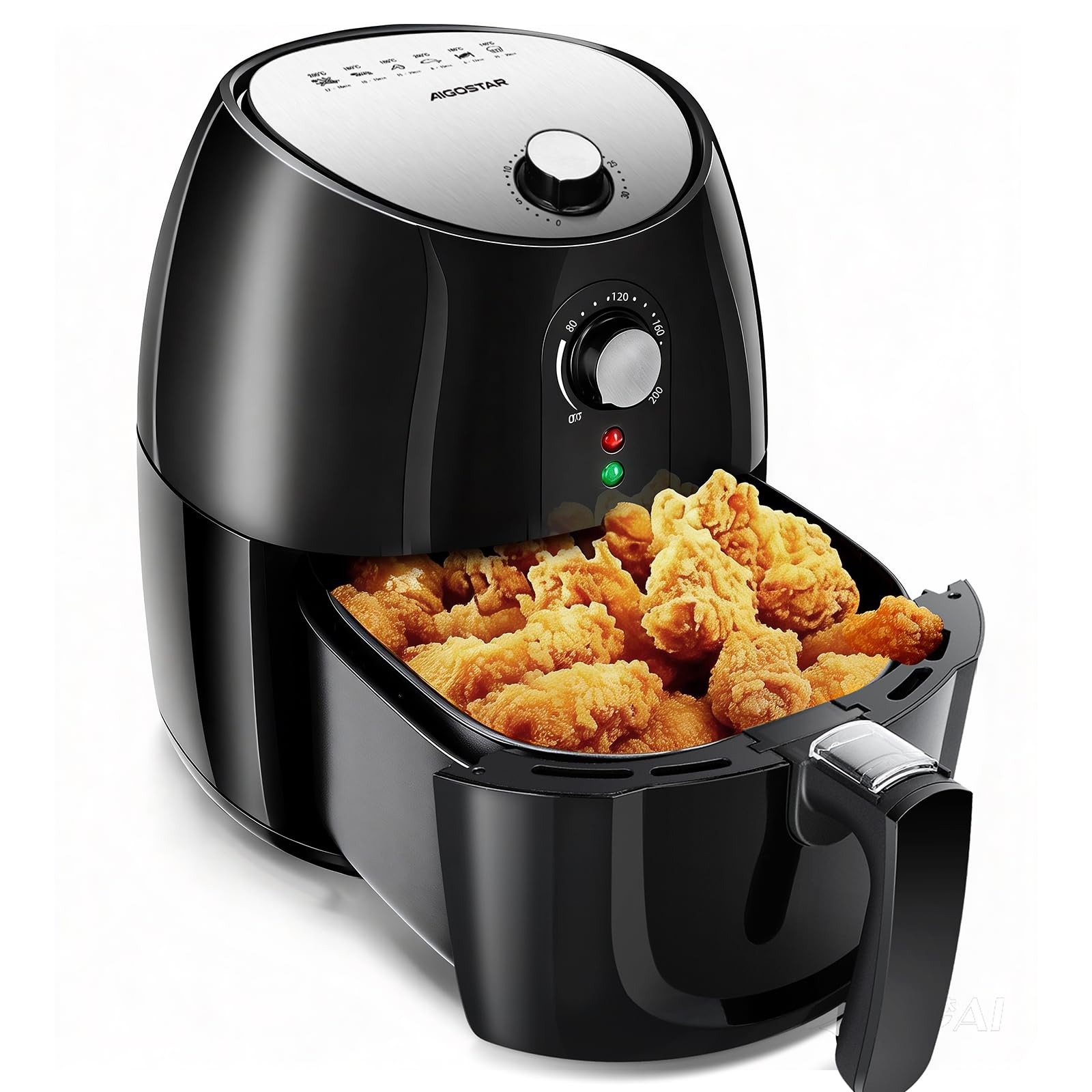 Aigostar Hayden Pro - Air fryer, Friteuse Sans Huile, 6 Programmes de Cuisson, Format compact 3.5L Friteuse à air, Revêtement antiadhésif, Réglable 80-200°C, 1500 W, Nettoyage Facile, Noire