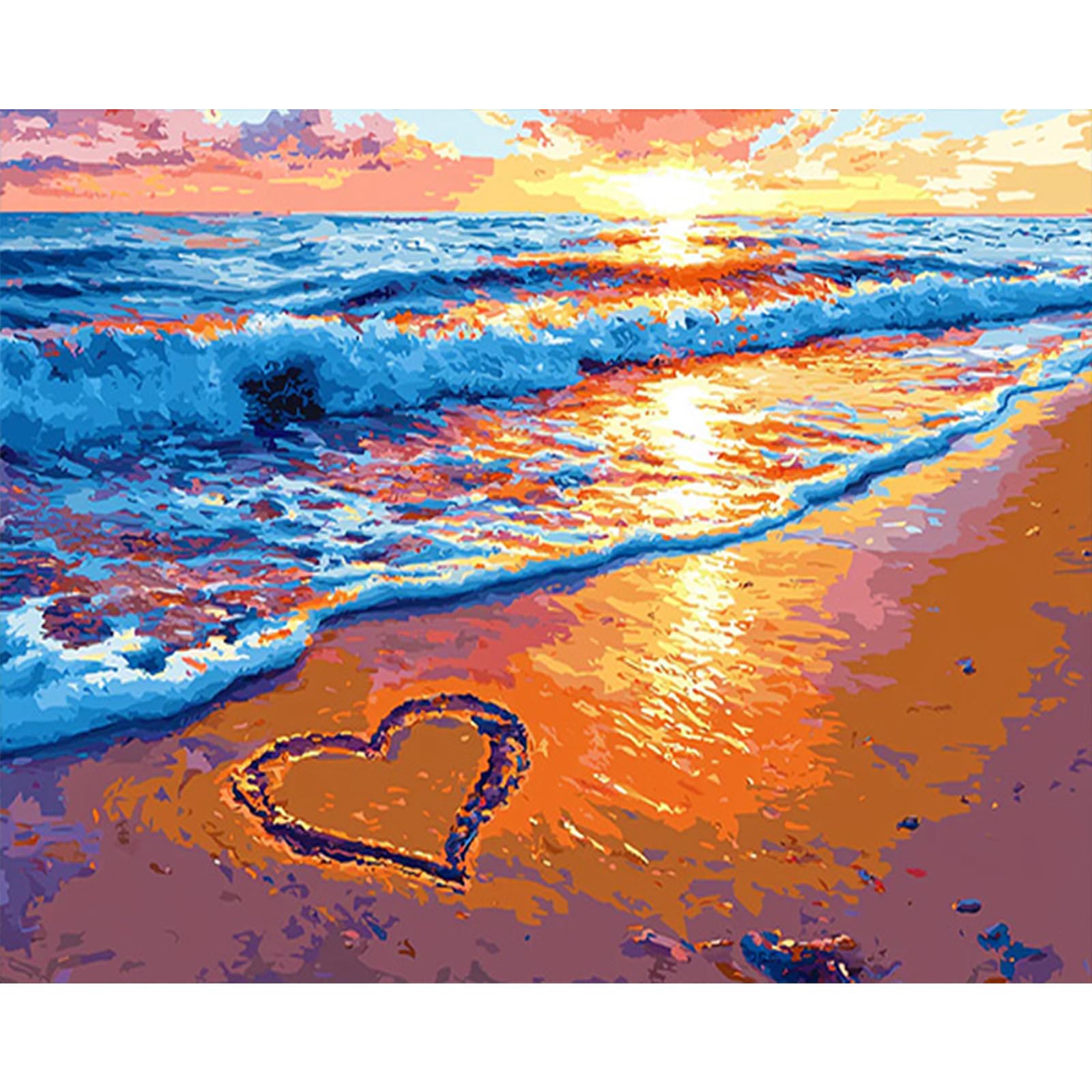 RICUVED Beach Paint by Number for Adults, Ocean Painting by Number Kits On Canvas Painting by Numbers with Acrylic Paint Kits Frameless 30x40cm