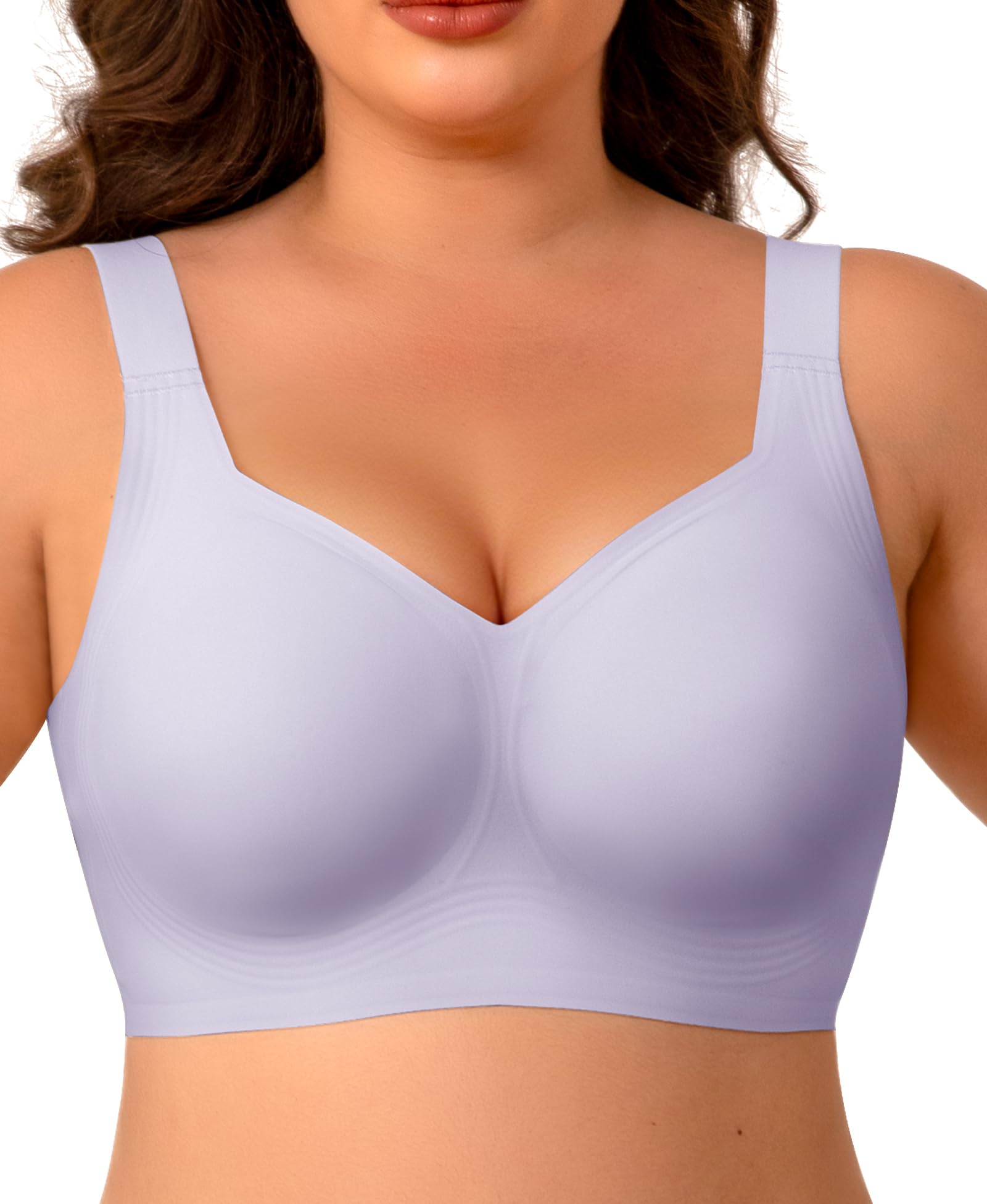 Ganado Sujetadores sin Aros Mujer Sujetador con Tirantes Anchos Push up con Relleno Básicos Bralette sin Costuras — view 9