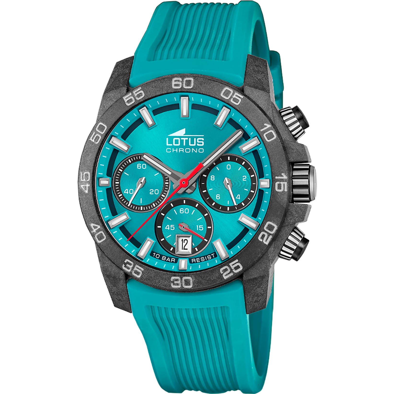 LOTUS Reloj Hombre Analógico de Caucho Azul | Movimiento de Cuarzo, Cronógrafo, Calendario, Cristal Mineral de Alta Resistencia, Resistente al Agua 10 ATM 18974/4 Chrono