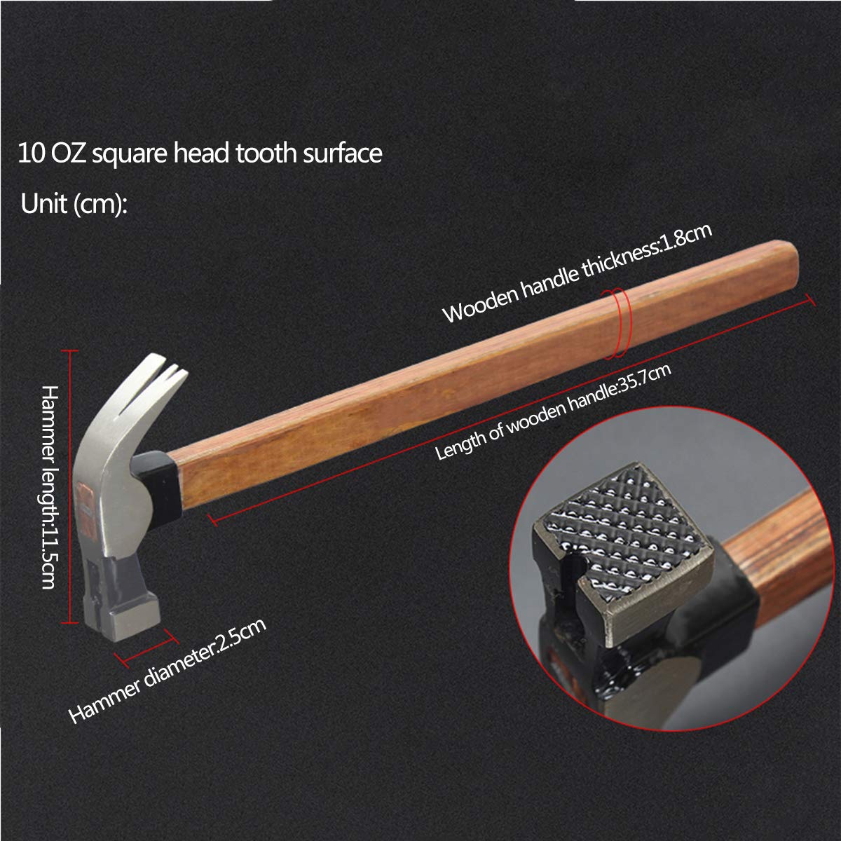 Martello A Testa Rotonda E Quadrata - Manico In Legno Di Noce, 630 G - Utensile Professionale