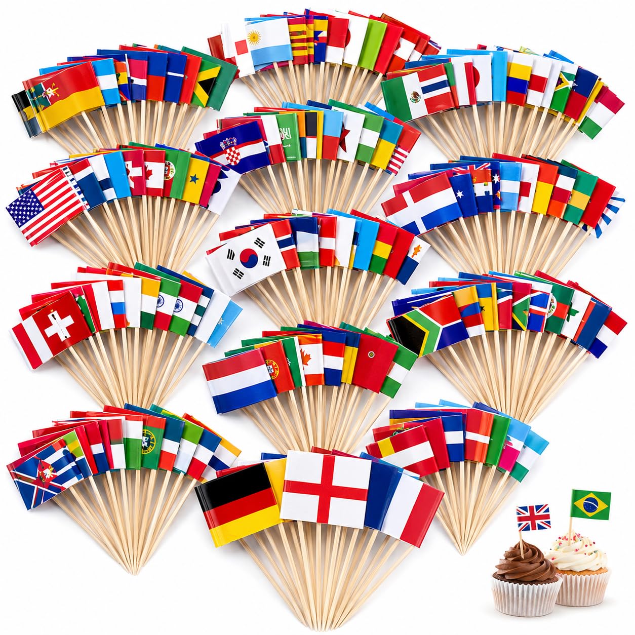 48 Countries National Flag Toothpick,For World Cup Football 2026 Flags World Food Picks,For World Cup Decorations Cupcake Toppers for Sandwich,Appetizer,Dessert,Cocktail Sports Party Supplies(100 Pcs)