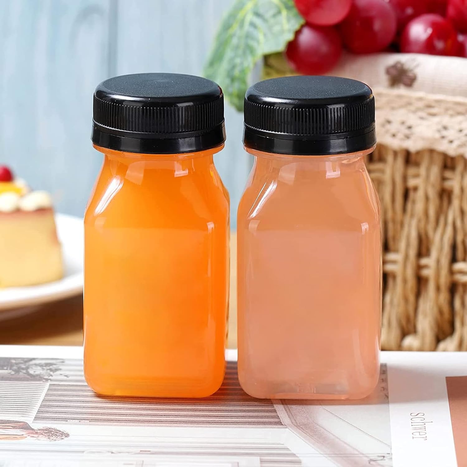 Kiuiom Bottiglie di Succo in Plastica, Piccola Bottiglia Bevande Trasparente, Bottiglie per Bevande Succo, 10PCS 120ML Mini Bottiglia Plastica Riutilizzabile Sensoriali per Succo di Frutta Latte,Olio