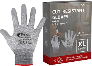 Schnittschutzhandschuhe 10 Paar XL – Schutzstufe 5 EN388 – PU-Beschichtet Gartenarbeit Heimwerken