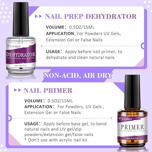 Miniatura 7 de Ejiubas Imprimación y deshidratador de uñas, máxima adherencia y sin levantamiento, deshidratador e imprimación de preparación de uñas, imprimación