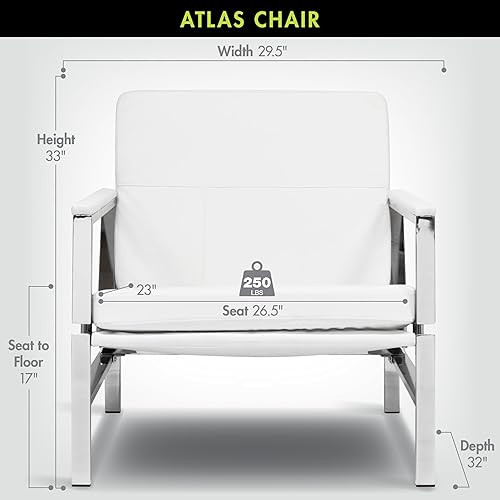 Miniatura 12 de Studio Designs Atlas - Silla decorativa moderna con reposabrazos acolchados, 29.5 pulgadas de ancho x 32 pulgadas de profundidad x 33 pulgadas de