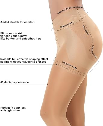 MANZI Women's Control Top Pantyhose Tummy Control Tights Support Stockings