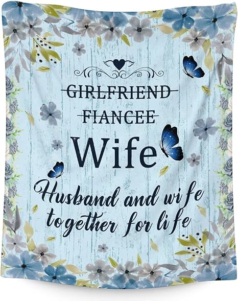 Wedding Throw Blanket - Soft, Fuzzy & Warm - 50x60 Inches Marriage Prayer Blankets for Bride, Groom - Light Blue Modern Throws Gifts for Newlywed Couples