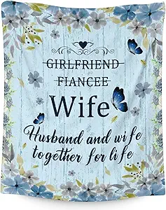 Wedding Throw Blanket - Soft, Fuzzy & Warm - 50x60 Inches Marriage Prayer Blankets for Bride, Groom - Light Blue Modern Throws Gifts for Newlywed Couples