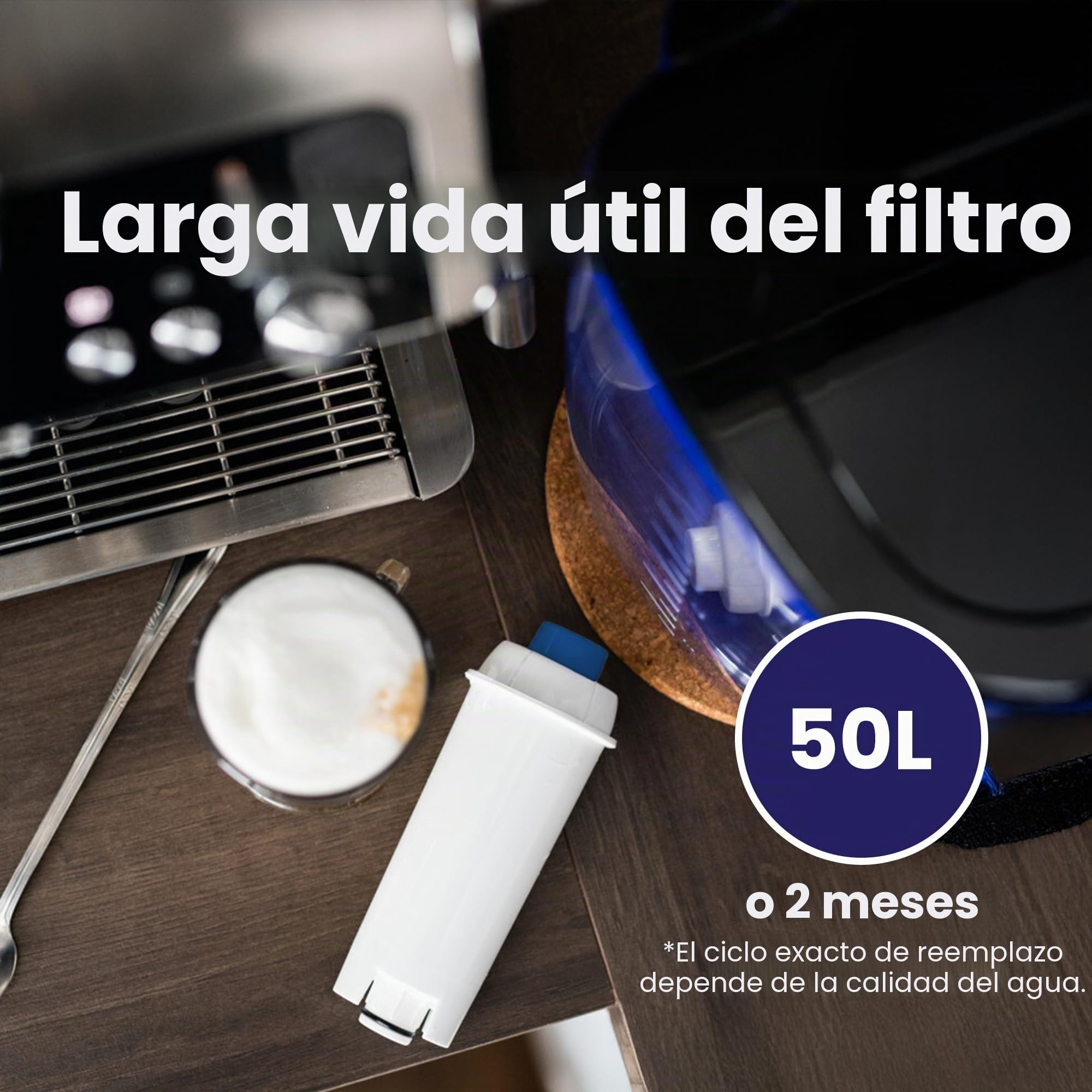 Aquafloow Purificador de Agua Compatible con Cafetera DeLonghi® DLSC002 Magnifica® S, Eletta®, Dinamica®, PrimaDonna® y Serie ECAM – Cartucho Filtrante para Máquina de Café y Espresso (6x)