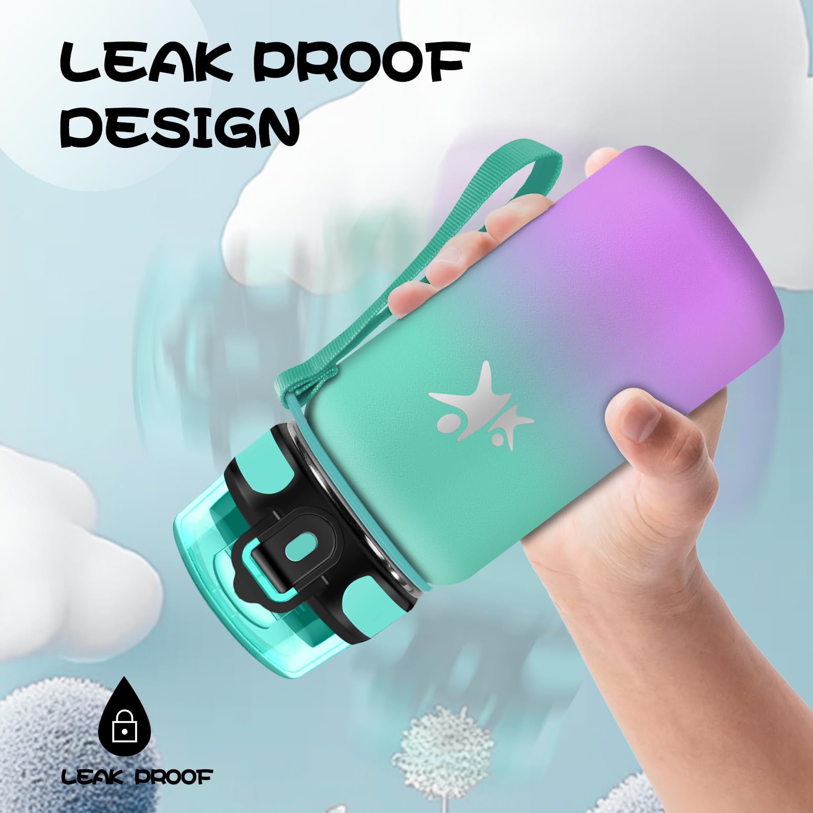 KollyKolla Bottiglia Termica 500ml, Borraccia con Cannuccia, senza BPA, Borraccia Termica a Prova di Perdite, Doppia Parete, Bottiglia Termica per Ragazzi, Ragazze, Palestra, Outdoor, l'école