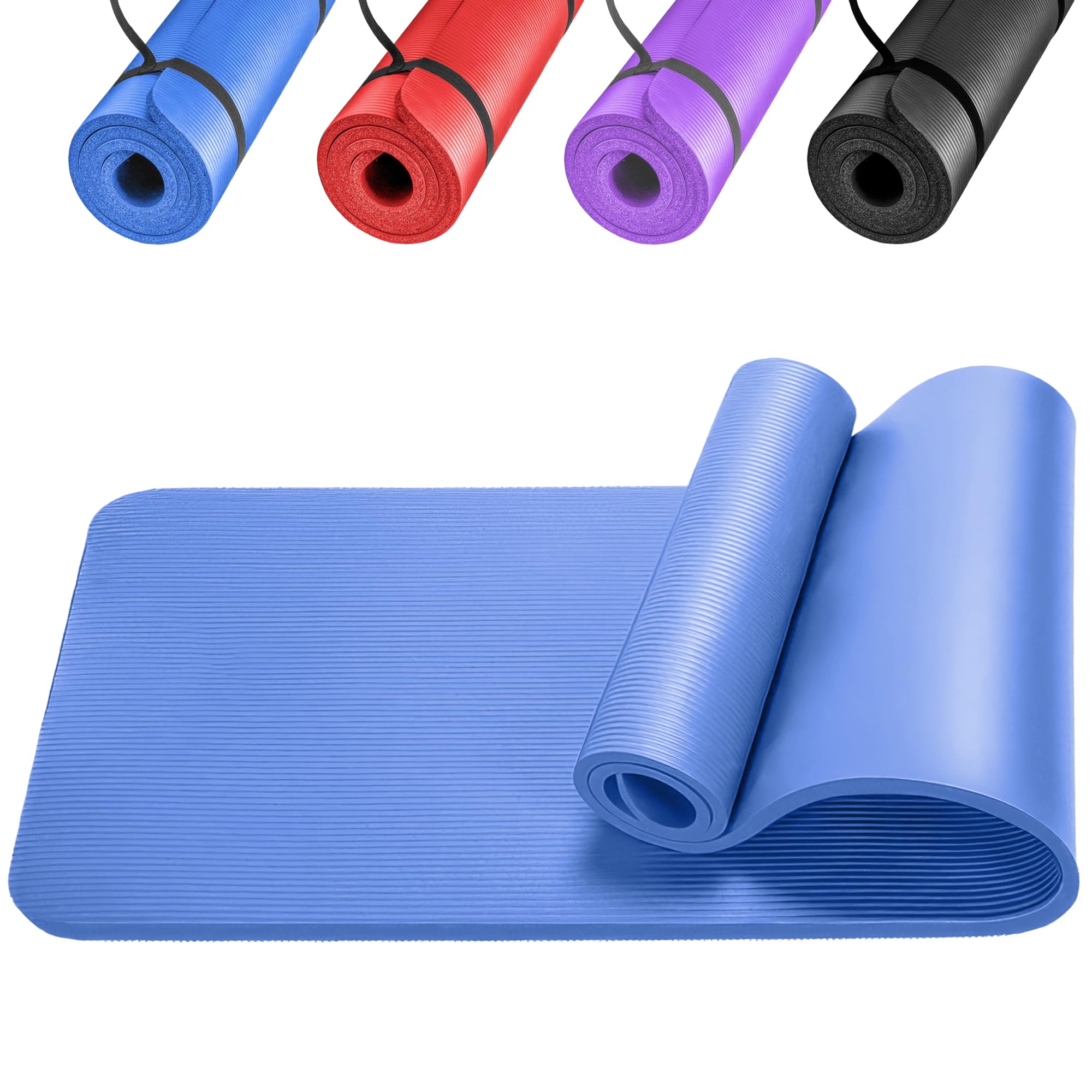 Yoga Mat, 10 MM Extra Thick Foam Exercise Mat, 180x60cm Multi Purpose Non Slip Gym Mats with Carry Bag and Strap, Pilates Mat Ideal Workout Mats for Women Men Gymnastics Home Outdoor Fitness (Blue)