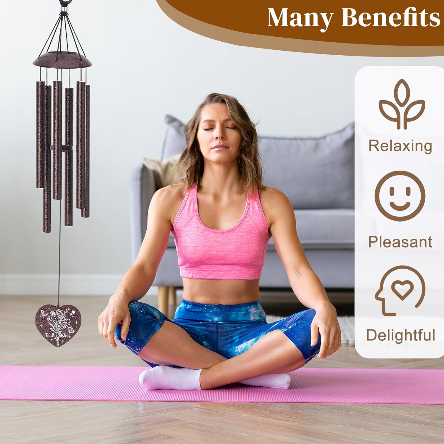 Sister Gifts from Sister,32" Bronze Sister Birthday Wind Chimes Bestie Gift from Mom Women Windchime for Bestie Sisters-in-Law Mother's Day Graduation Christmas Garden Decoration - Image 5