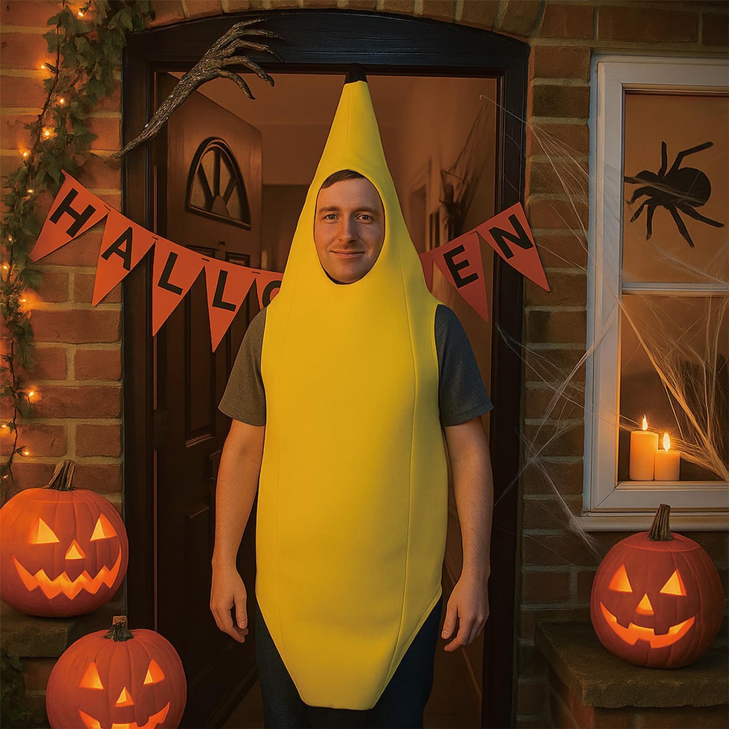 Banana Costume for Adults,Adult Halloween Costumes,Fancy Dress for Adults,Funny Lightweight and Comfortable Fruit Costume,One Size Fits Most,Easy to Wear for Halloween Parties and Cosplay Events - Image 3