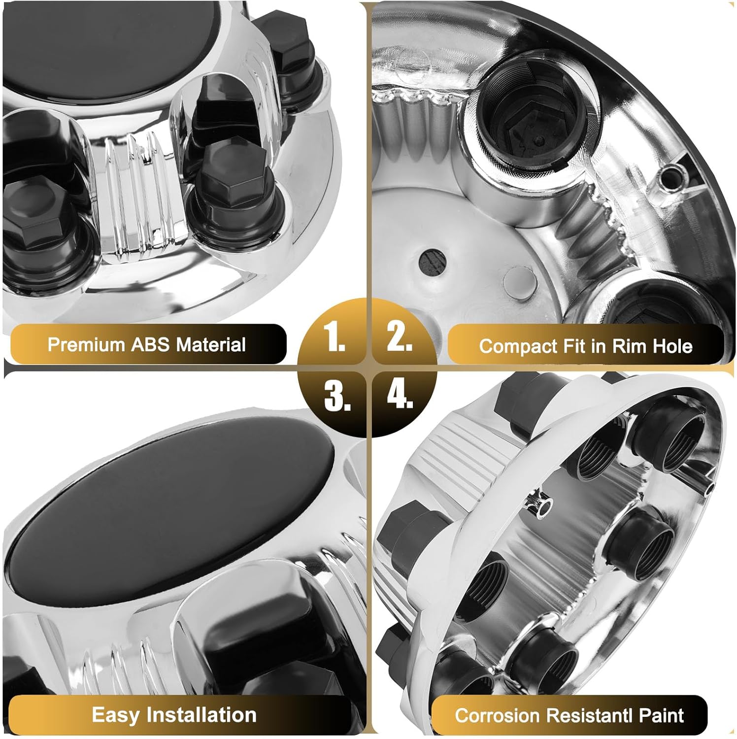 Jedaful(Set of 4) Wheel Center Caps 6 Lugs,OEM Replacement Chrome Hub Caps Center Set Fits 16"/17" Inch Wheel Rims Caps