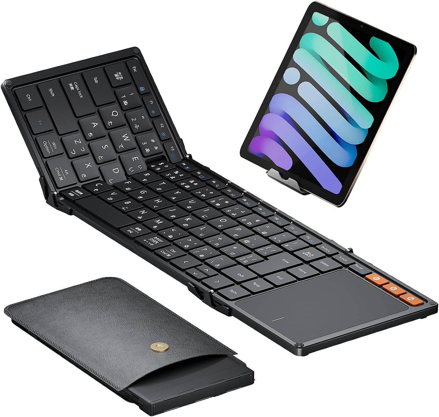 ProtoArc XK01 TP Keyboard Bluetooth Foldable Wireless Japanese Layout iPad Mini Thin Lightweight 3 Devices Simultaneous Connection Large Touchpad Rechargeable Compatible with iOS/Android/Mac/Windows
