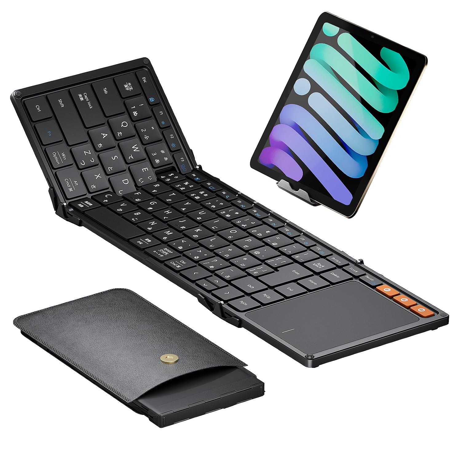 ProtoArc XK01 TP Keyboard Bluetooth Foldable Wireless Japanese Layout iPad Mini Thin Lightweight 3 Devices Simultaneous Connection Large Touchpad Rechargeable Compatible with iOS/Android/Mac/Windows