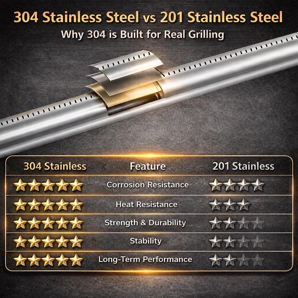 QuliMetal Grill Parts Bundle for Weber Genesis 300 Series with Front Control Knobs (2011-2016), 62752 Burner Tubes + 7621 Flavorizer Bars + 7622 Heat Deflectors