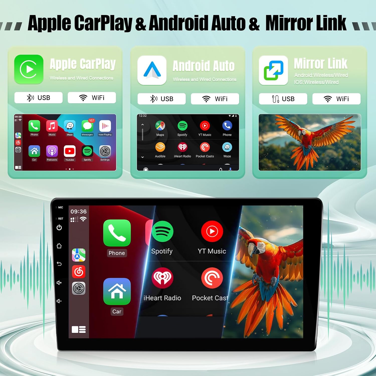 Leadfan Car Radio Stereo for Toyota Corolla 2008 2009 2010 2011 2012 Stereo Wireless CarPlay/Android Auto/Mirrolink 9 inch Touch Screen for Corolla Head Unit/GPS/Bluetooth/FM/AHD Camera/Mic(Fit J.B.L)